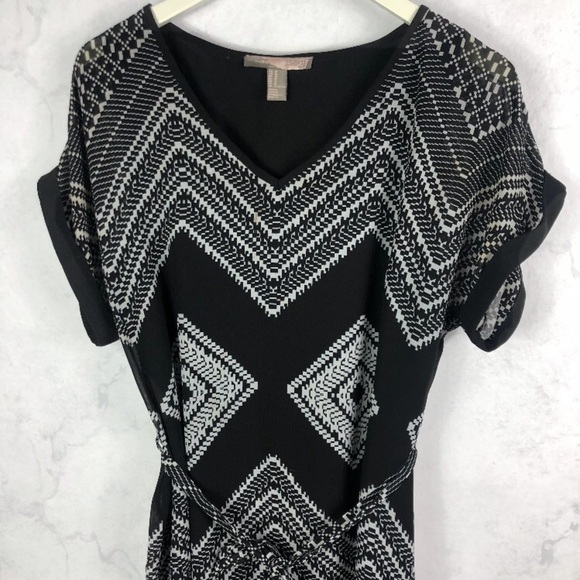 [F21] Black Printed V Neck Dress - Picture 3 of 3